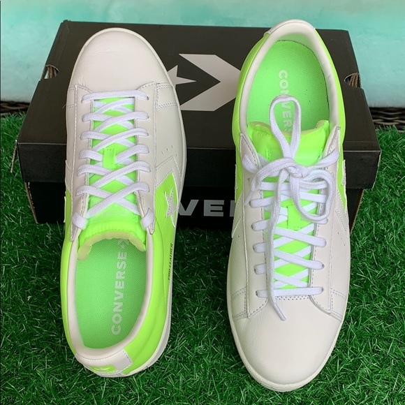 CONVERSE PRO LEATHER OX WHITE/GHOST GREEN/WHITE MN - Picture 7 of 16